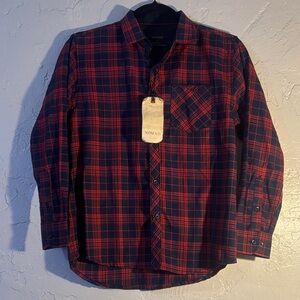 Nomad Kids Red and Blue Plaid Button Down Shirt